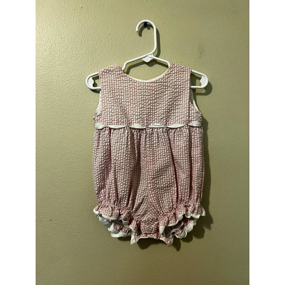 Baby Girl's Funtasia Too Pink & White Checkered Romper Size 6M [EXCELLENT]